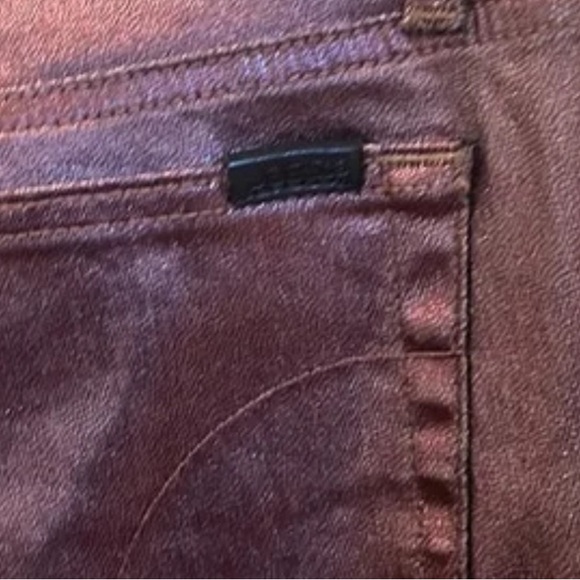 Joe's Jeans Mid Rise Skinny Stretch Rasberry Leather Coated Metallic Skinny Jean - Picture 12 of 16